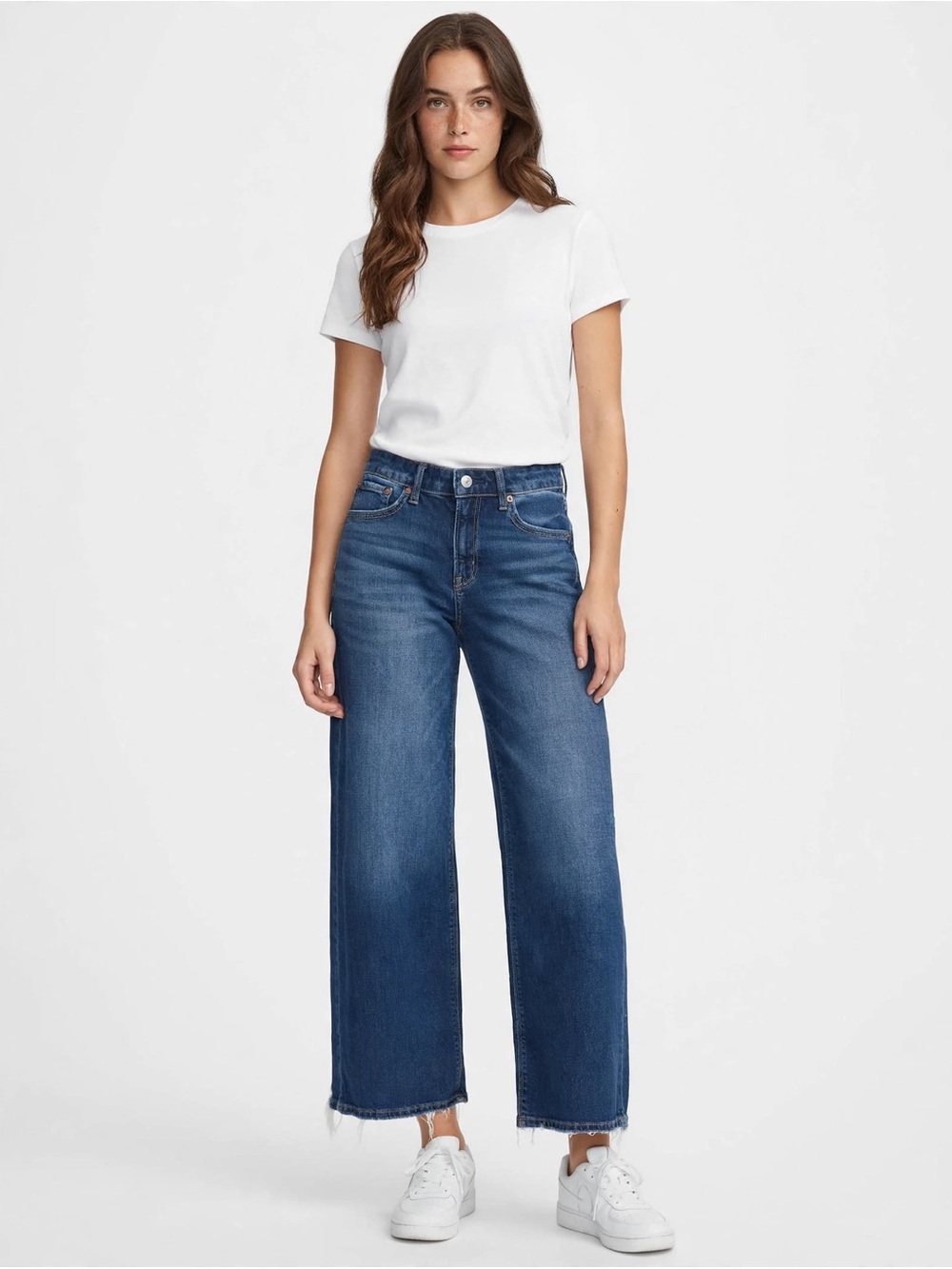 American Eagle Outfitters Wide-Leg High-Rise Jeans in Blue